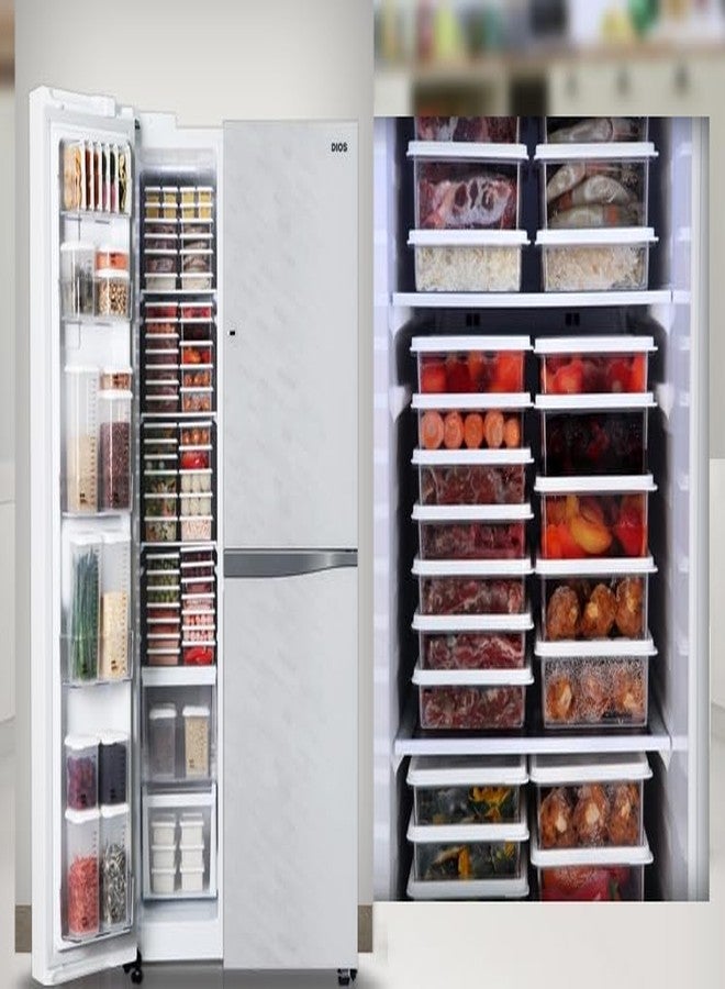 Alliving Kitchen Refrigerator Organizer, Fridge and Freezer Storage Trays Large+Food Containers with Lids L1(9P), Premium B - Image 5